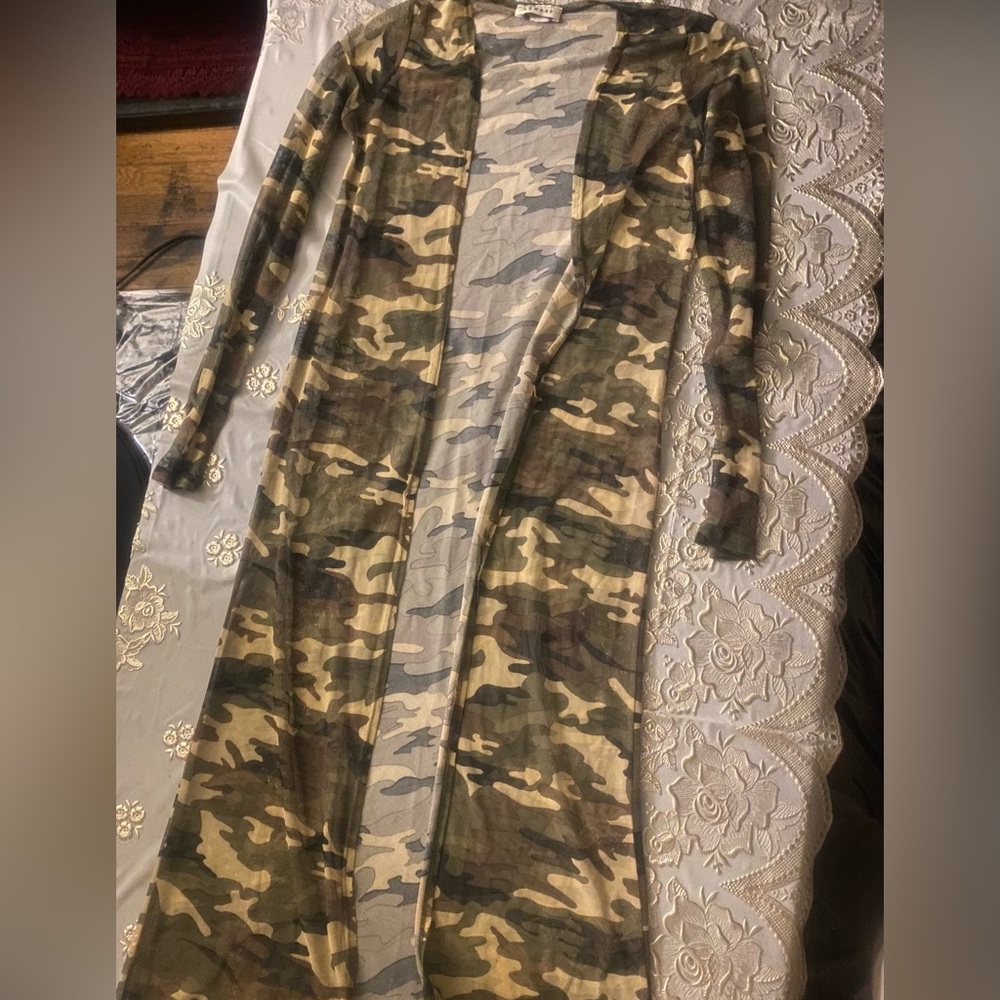Mesh camouflage duster cardigan/or kimono